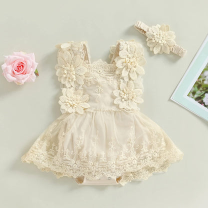 Mubineo Baby Girl Summer Clothes Lace Romper Skirt Dress Princess Outfits Sleeveless Flower Newborn Outfit