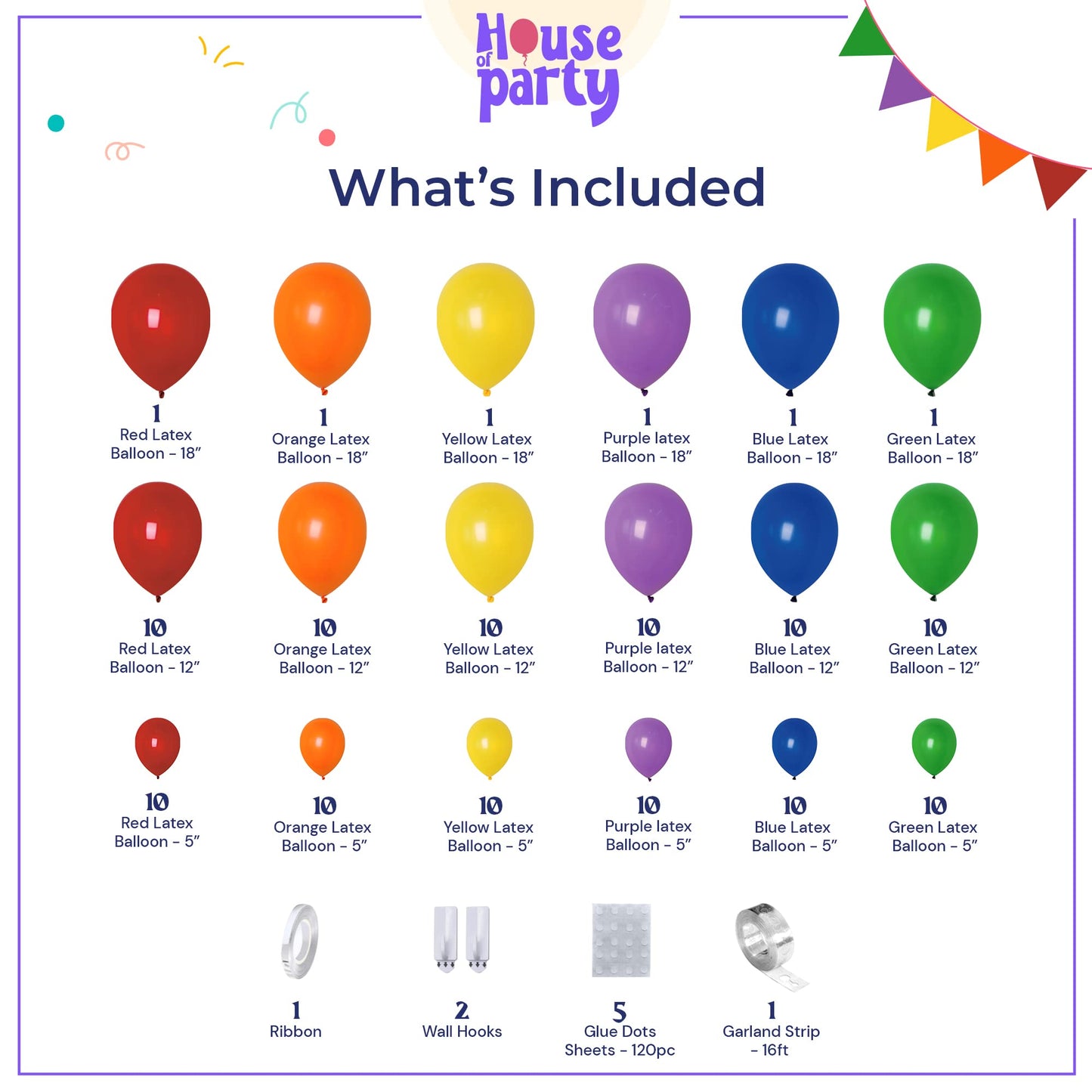HOUSE OF PARTY 140PCS Pastel Rainbow Balloon Arch Garland Kit - Balloon Arch Kit-Birthday Balloons, Globos para Decoracion de Fiestas | Ideal for valentines day Baby Shower Party Decorations
