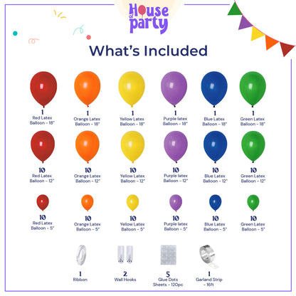HOUSE OF PARTY 140PCS Pastel Rainbow Balloon Arch Garland Kit - Balloon Arch Kit-Birthday Balloons, Globos para Decoracion de Fiestas | Ideal for valentines day Baby Shower Party Decorations