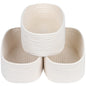 CubesLand Off White Small Storage Baskets for Shelves, Closet Organization Storage Bins Empty Gift Basket Baby Nursery Woven Baskets for Organizing, Rectangular Clothes Closet Shelves Baskets 3 Packs