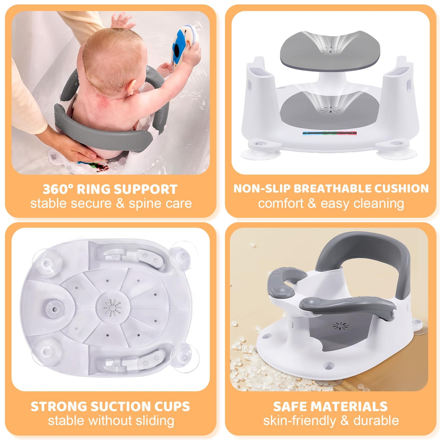 Baby Bath Seat for Babies 6 Months & Up Sitting Up,Infant Bath Seat with Temperature Alert+Open Backrest+on/Off Armrest,Toddler Bath seat Baby Bath Chair for Bathtub,Tub,Sink Pink
