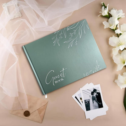 Mr&MrsGifts Elegant Wedding Guest Book Wedding Reception Hard Cover Guest Sign in Book for Bridal and Baby Shower(Garland)