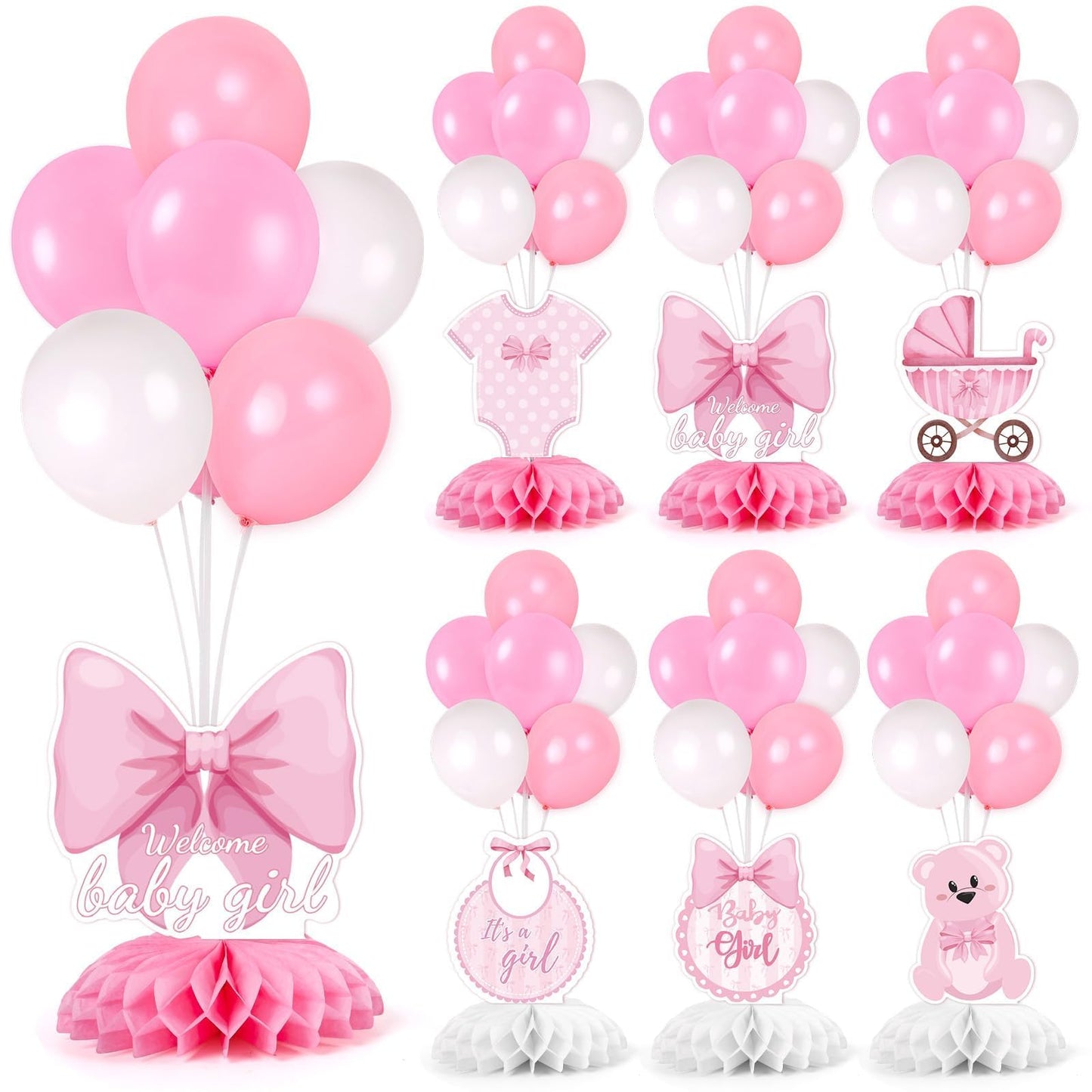 4 Sets Balloon Stand Kit for Table Bear Baby Shower Tables Centerpieces with Balloon Boy Baby Shower Decorations for Bear Theme Gender Reveal Birthday Party Table Decorations Supplies (Brown Bear, 4)
