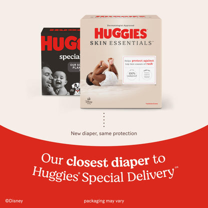 Huggies Size 2 Diapers, Skin Essentials Baby Diapers, Size 2 (12-18 lbs), 74 Count, Packaging May Vary