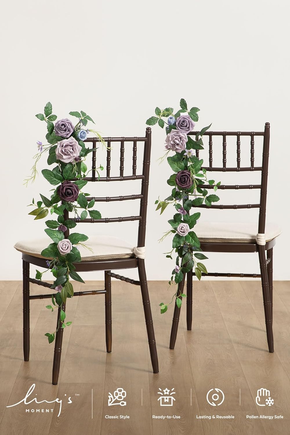 Ling's Moment 10pcs Wedding Chair Decorations Aisle Floral Swag Artificial Pew Flowers Hanging Garland Pink Blush & Cream For Ceremony Reception Church Rose Floral Faux Arrangement Party Outdoor Decor