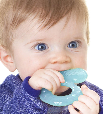 Nuby Silicone Teethe-eez Teether with Bristles, Includes Hygienic Case, Blue