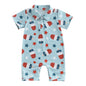 Baby Boy Rompers Half Button-up Jumpsuit Short Sleeve Bodysuit Summer Clothes