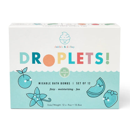 Dabble & Dollop Bath Bombs, 100% Natural Bath Bombs for Kids, Tropical Scents - USA Made, Moisturizing & Fun Droplets, Paraben & Sulfate Free, Vegan, Gluten-Free (Set of 12)