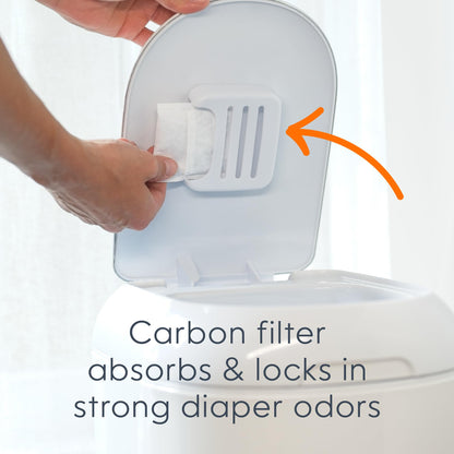 Diaper Genie Platinum Pail Gift Set, Lily White, Made of Durable Stainless Steel and Includes 2 Easy Roll Refills with 18 Bags and 30 Bags