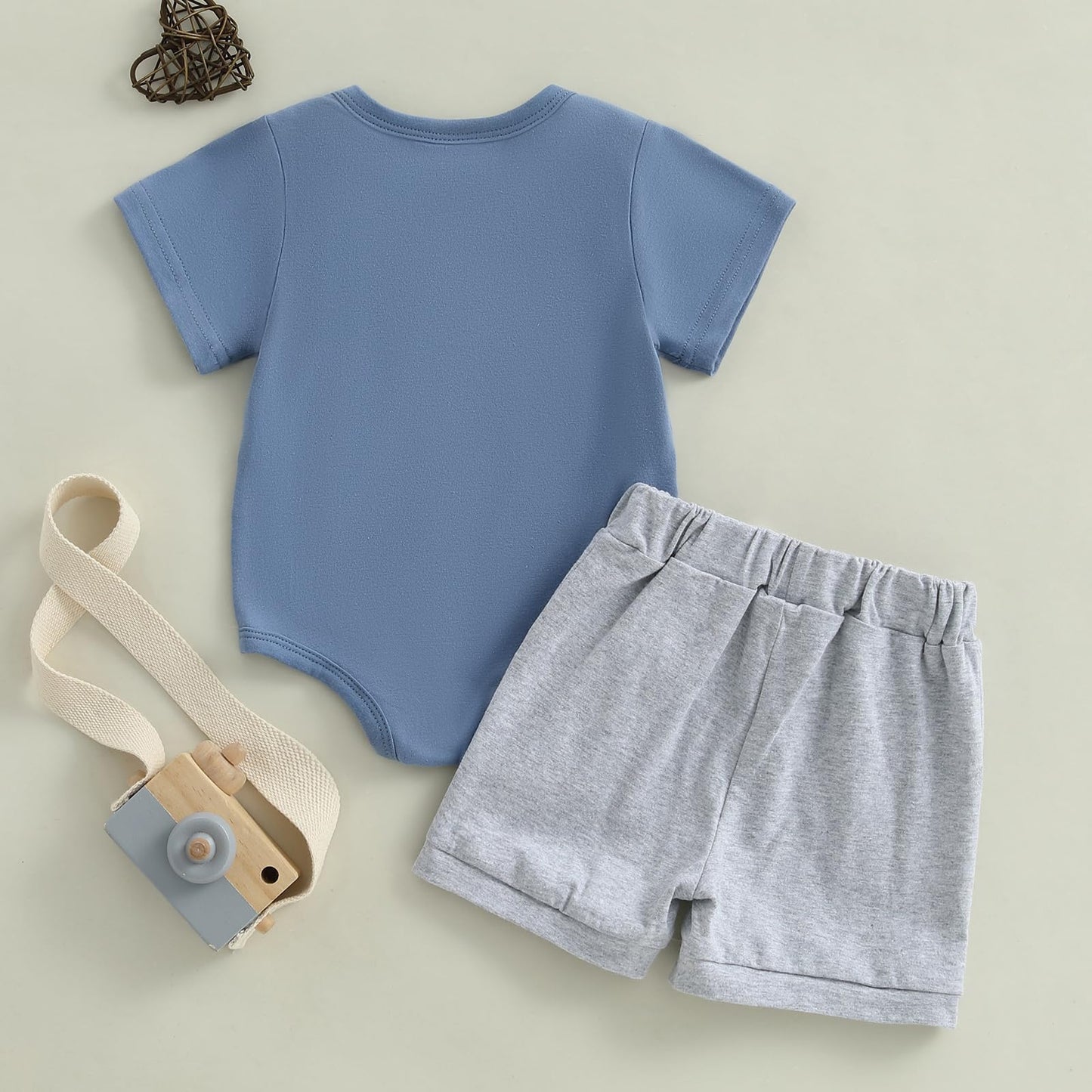 MERSARIPHY Newborn Baby Boy Summer Clothes Mama's Boy Little Dude Short Sleeve Romper Shorts Set Infant Waffle Knit Outfit