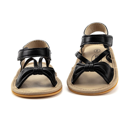 GAISUMMI Baby Girls Sandals Summer Bowknot Infant Crib Shoes Toddler Pu Leather Soft Rubber Sole First Walkers
