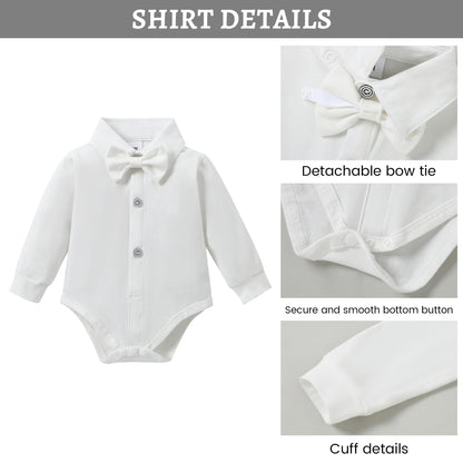 SANMIO Baby Boy Clothes Suits Infant Gentleman Outfit Collared Dress Shirt+Vest+Tie+Corsage+Pants 5Pcs Baby Suit Sets