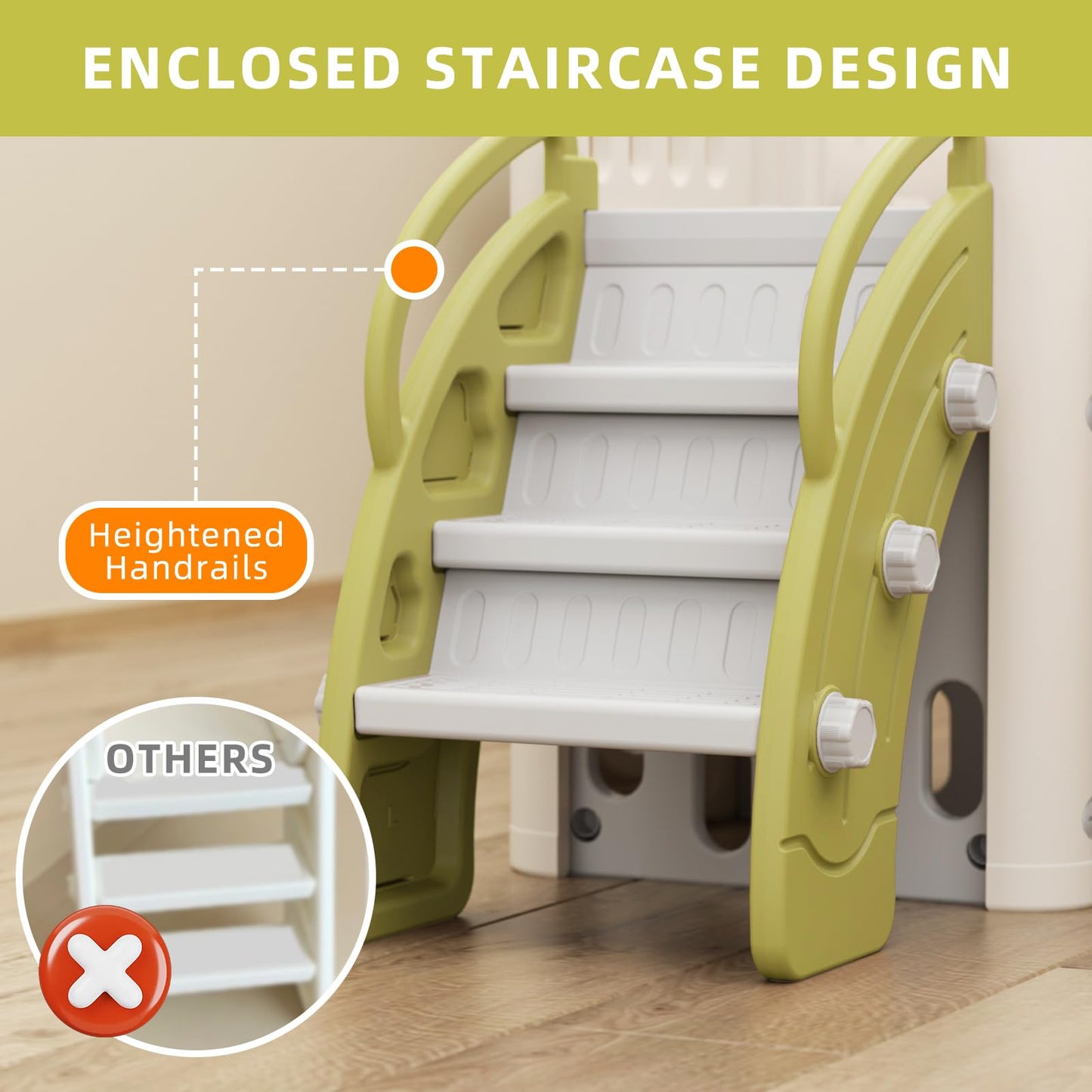 KORIMEFA 10-in-1 Toddler Slide, Kid Double Slide for Toddlers Age 1-3, Basketball Hoop, and Telescope, Indoor Outdoor Slide Toddler Playset Toddler Playground, Forest Themed Brown