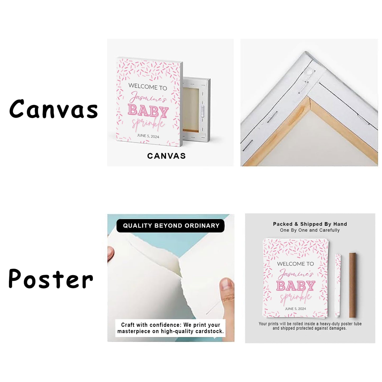 Personalized A Little Snowflake Is On The Way Welcome Sign, Pink, Girl, Winter Baby Shower Canvas