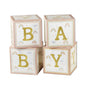 Kate Aspen Woodland Baby Shower Boxes with Letters for Baby Shower Gender Reveal Decorations Photo Prop & Forest Animal Nursery Decor (Set of 4 Blocks Spells Baby)