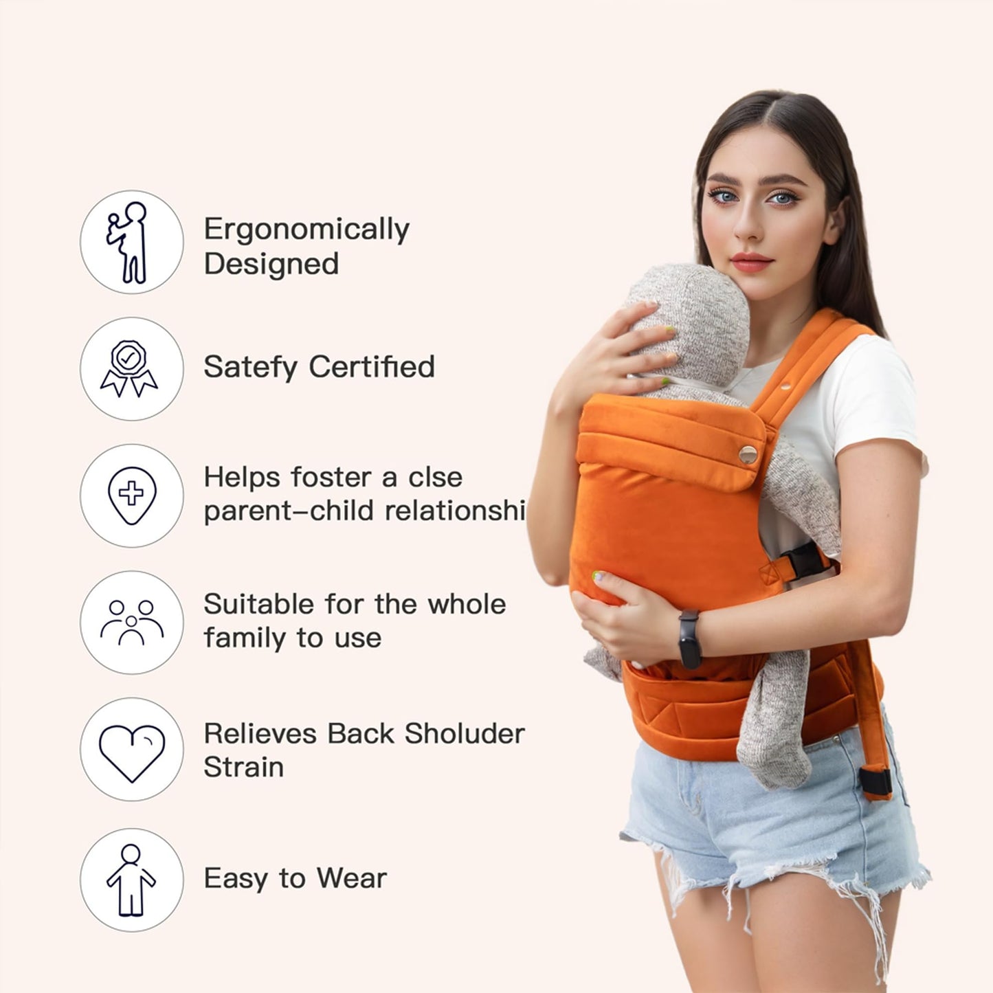 Baby Carrier for Newborn to Toddler, 7-35 lbs Weight Capacity, Ergonomic Backpack Design, Front and Back Facing Options, Blue