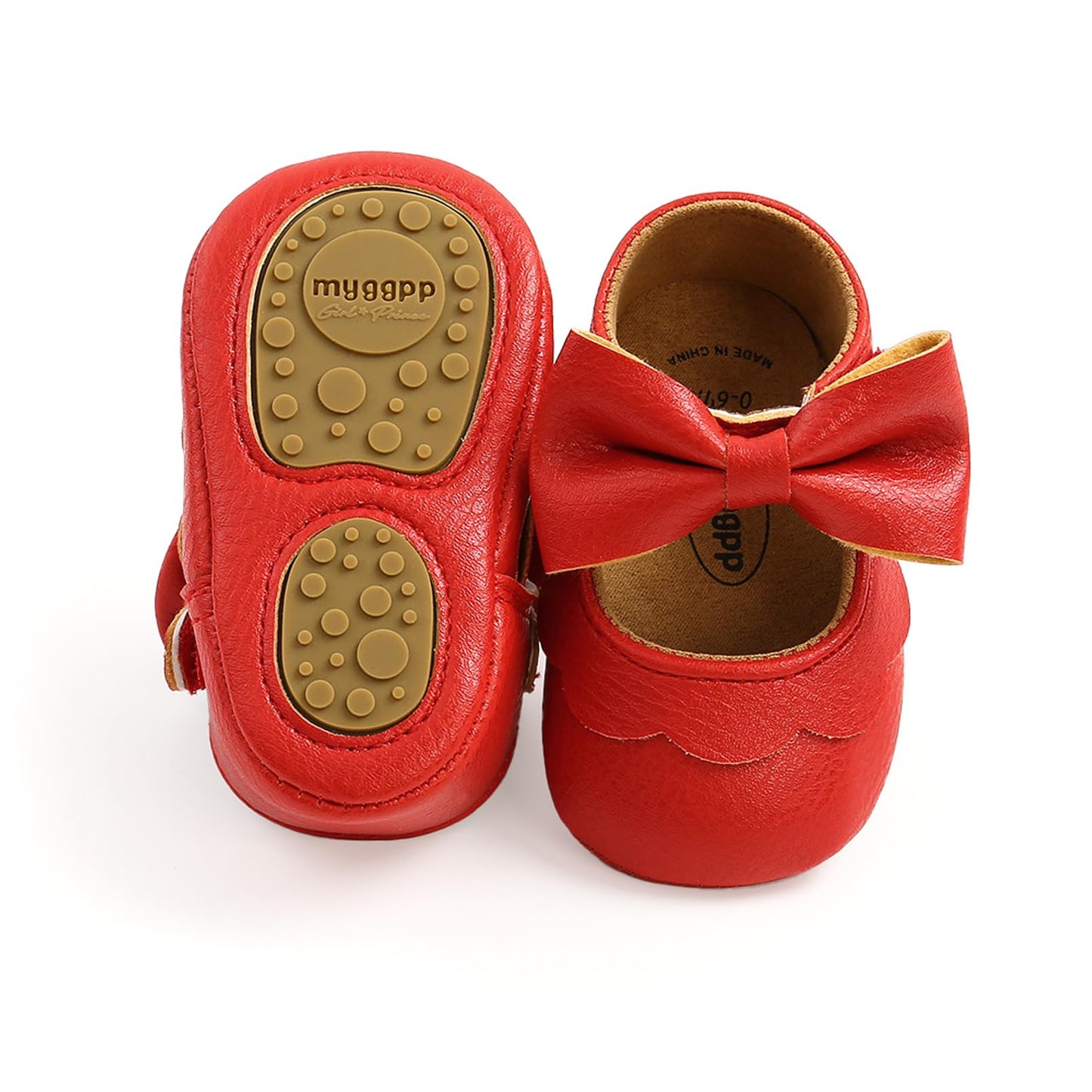 Baby Girl Mary Jane Flats Dress Shoes - Infant Newborn Shoes Anti-Slip Soft PU Leather Party School Wedding Princess Baby Girl Shoes 0-18M