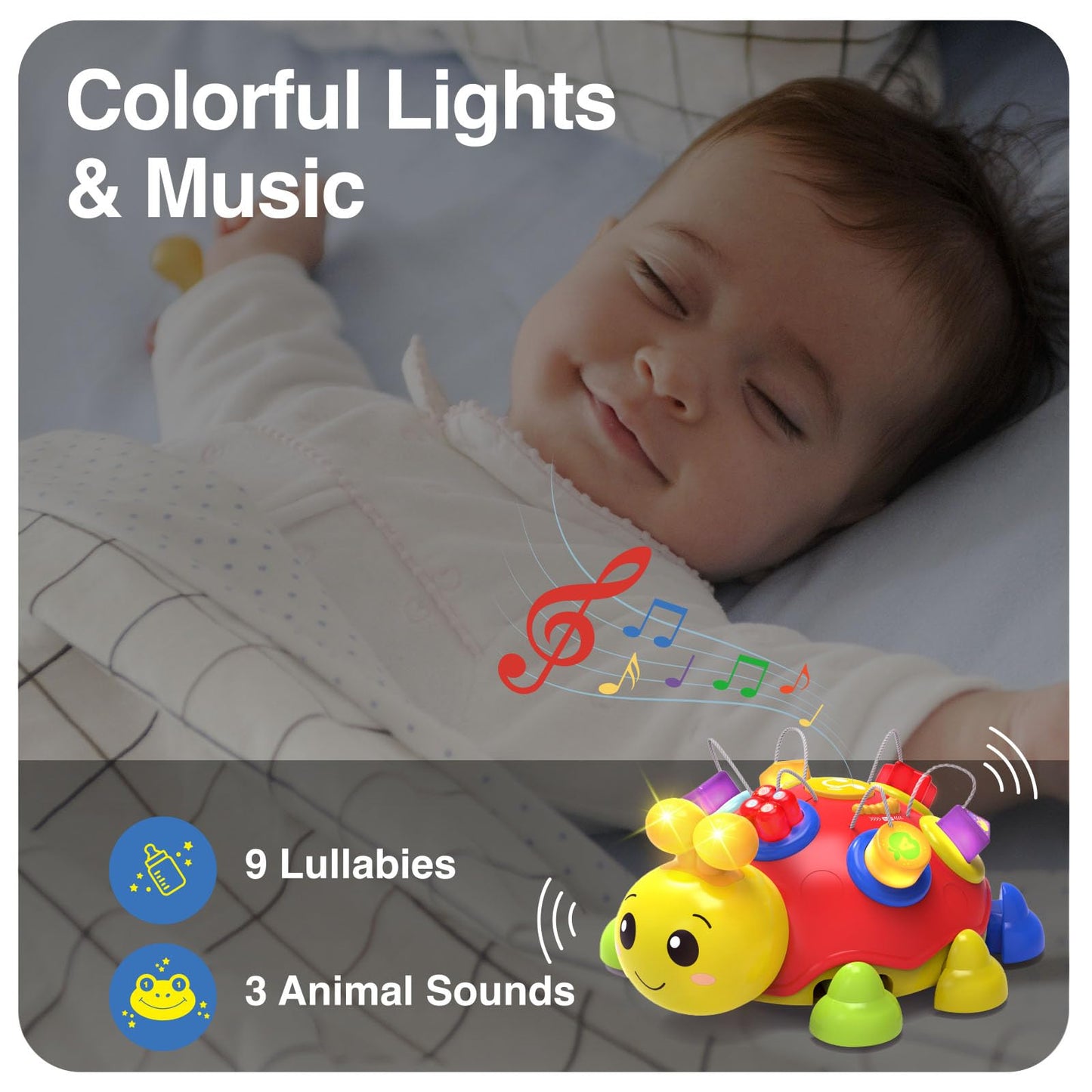 Baby Musical Ladybug Crawling Toys,Baby Toy 6-12 Months with Light-up Music, Early Educational Learning Montessori Toy, Infant Gift Toys for 7 8 9 10 11 Months 1-2 Years Old Newborn Girls (Pink)