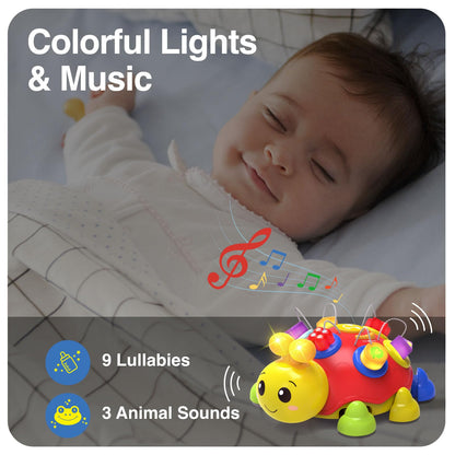 Baby Musical Ladybug Crawling Toys,Baby Toy 6-12 Months with Light-up Music, Early Educational Learning Montessori Toy, Infant Gift Toys for 7 8 9 10 11 Months 1-2 Years Old Newborn Girls (Pink)
