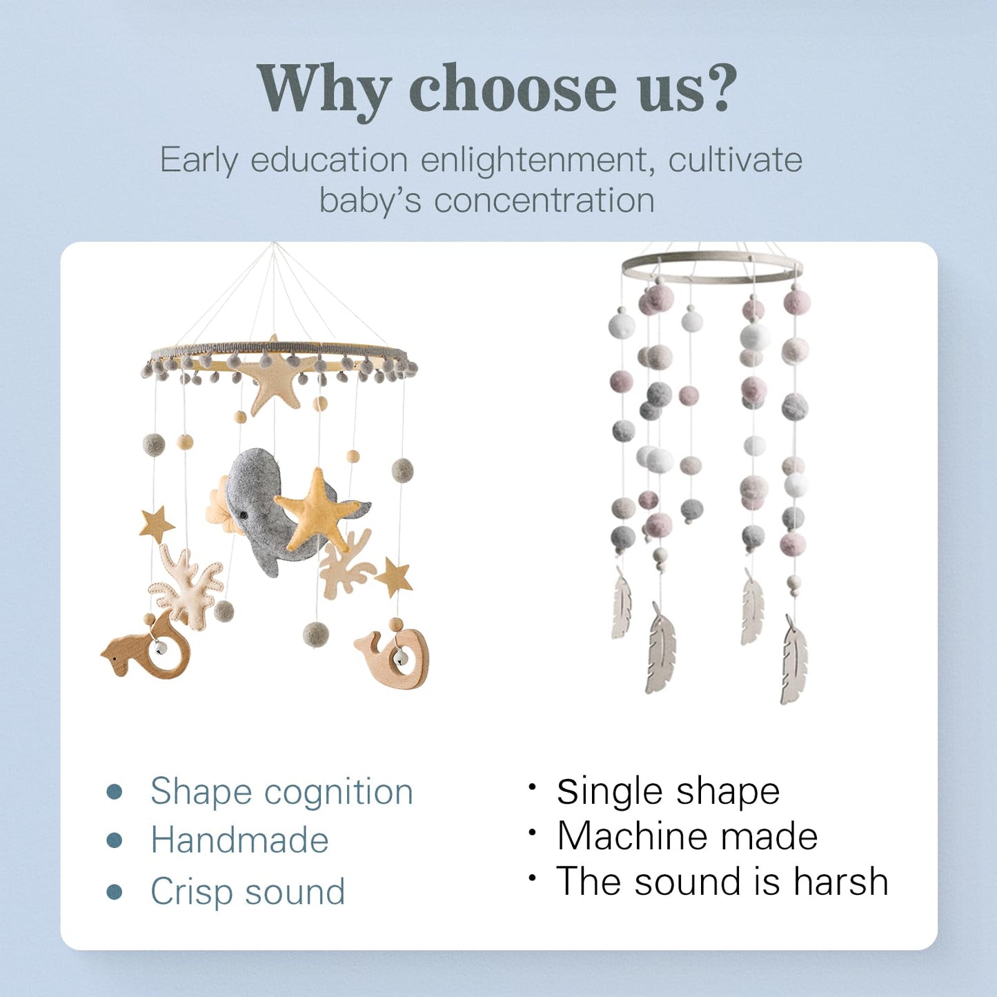 Baby Mobile for Crib Bear Cloud Crib Mobile Handmade Furry Nursery Mobile Gender Neutral Crib Toy Hanging for Nursery Decor Accessories