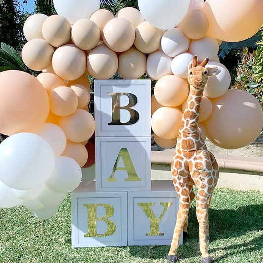 Baby Shower Decorations Baby Balloon Boxes Blocks with 30 Letters for Boy Girl 1st Birthday, Teddy Bear Baby Shower, Bridal Shower, Gender Reveal Party Decoration by QIFU