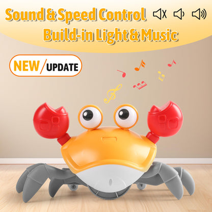 Crawling Crab Baby Toy Infant: Tummy Time Toys for Babies 3 6 9 12 18 24 36 Months, Walking Dancing Sensing Crab for Toddler 1 2 3 4 Year Old, 1st Music Birthday Gifts for Boys Girls