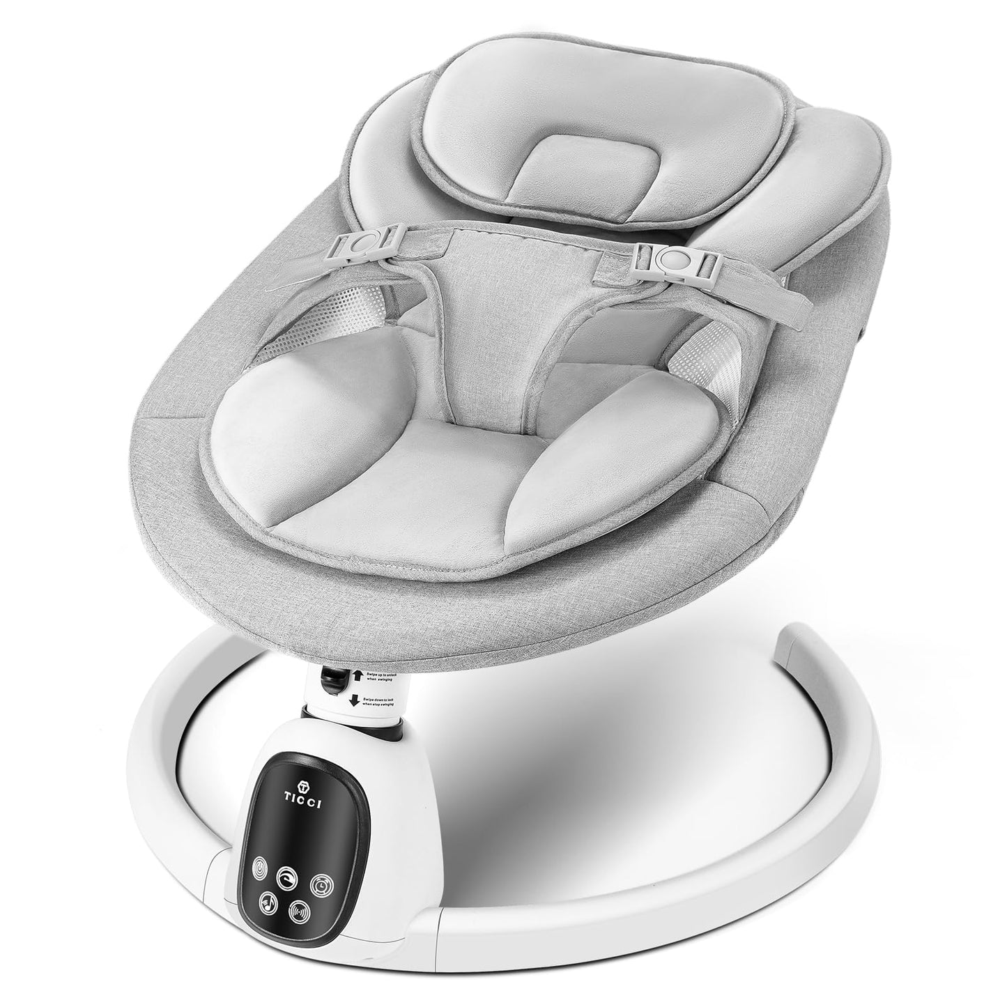 T TICCI Baby Swings for Infants, Smart Portable Baby Swing for Newborn, Bluetooth Infant Swing with Music Speaker, Remote Control Indoor Rocker with 5 Sway Speeds, 0-6 Months, Pink