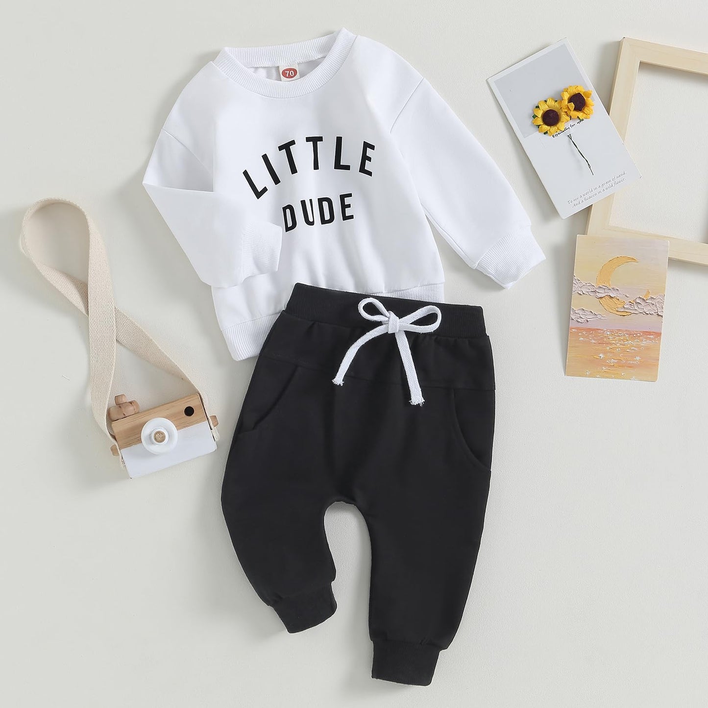 Toddler Boy Clothes Pretty Fly for A Little Guy Outfit Long Sleeve Sweatshirt Top Jogger Pants Cute 2Pcs Set 0-3T