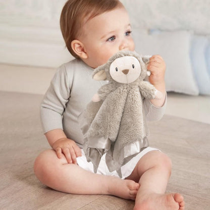 Lamb Security Blanket for Babies, Super Soft Fluffy Snuggle Toy for Newborn Boys and Girls, Stuffed Animal, Pink 13.5 Inch