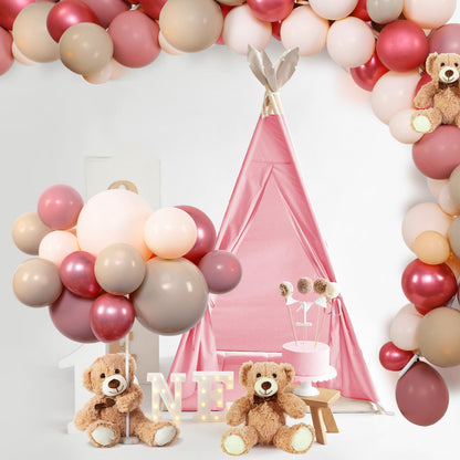Meooeck 185 Pcs Bear Baby Shower Party Decorations Table Centerpieces 5 Pcs 13. 5'' Gender Reveal Bears 180 Balloons Kit Baby Shower Table Decor for Birthday Wedding(Green, Brown, Nude, White)