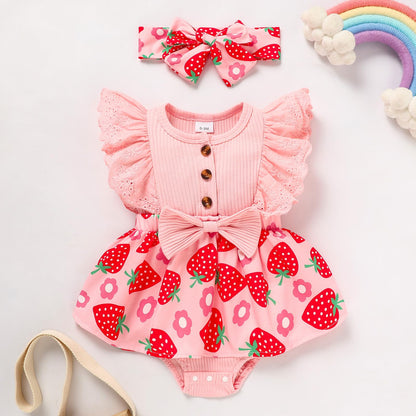 Sinhoon Baby Girl Clothes Newborn Ruffled Sleeveless Romper Floral Dreesy Bodysuit Heaedband 3pcs Baby Girl Summer Clothes