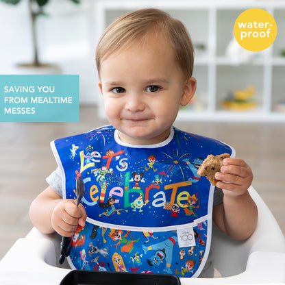 Bumkins Disney Bibs for Girl or Boy, SuperBib Baby and Toddler 6-24 Months, Essential Must Have for Eating, Feeding, Baby Led Weaning, Mess Saving Waterproof Soft Fabric, 3-pk Pooh Bear and Friends