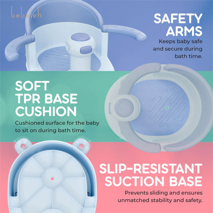 BEBELEH™ Baby Bath Seat for Babies 6 Months & Up - Safe Infant and Toddler Baby Bathtub Seat for Sitting Up - Baby Bath Tub Baby Tub Seat for Shower (Pink)