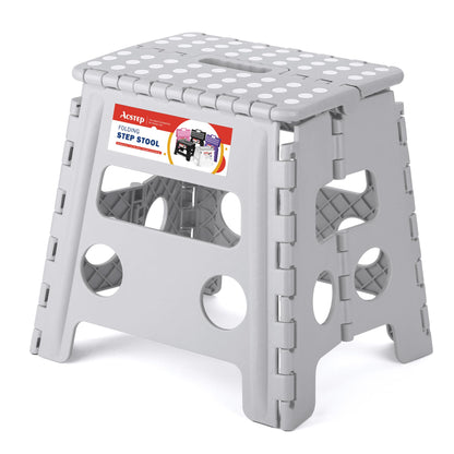 ACSTEP Folding Step Stool 9'' Tall Kids Step Stool Holds Up to 300 lb Plastic Foldable Step Stools for Kids Non-Slip Surface with Carry Handle Collapsible Stool for Home, Outdoor and Indoor(Black)