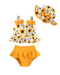 Mioglrie Baby Infant Swimsuit Girl Toddler Bathing Suit Girl Summer Beach Bikini Tankini Swimwear Hat 3-24 Months 2t-5t