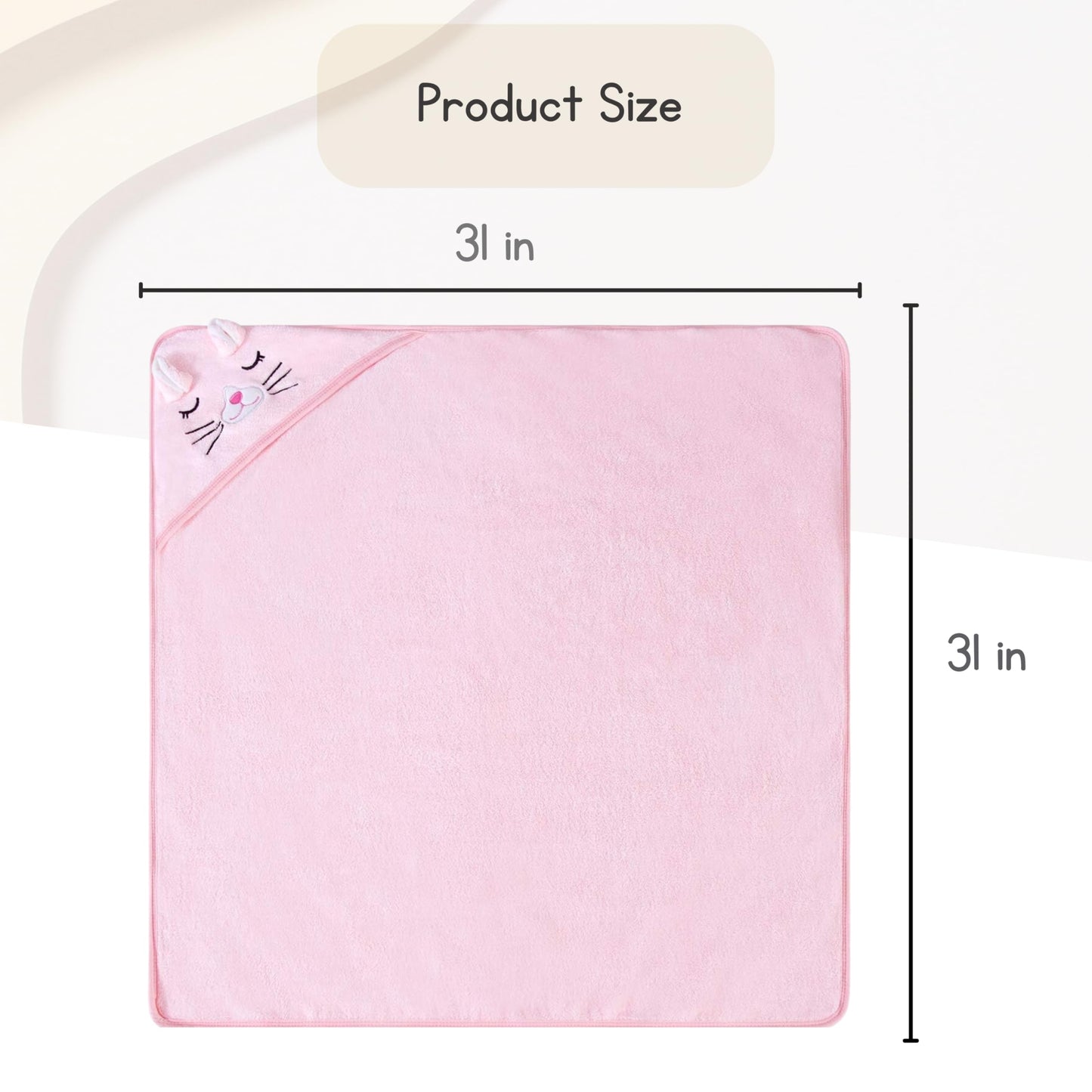 2 Pack Soft Baby Bath Towels with Cute Design. Absorbent Baby Towels for Newborn Gift Set of Hooded Towels for Baby Boys Girls and Neutral (Pink)