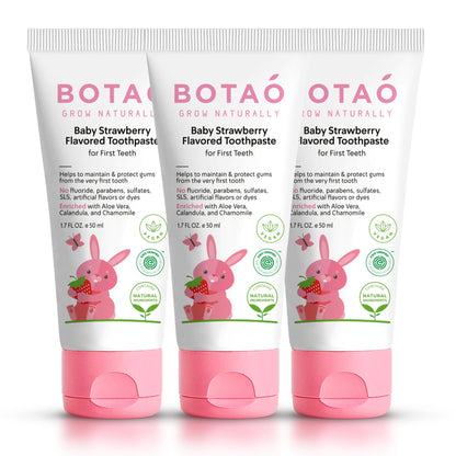 Fluoride Free Baby Toothpaste | Strawberry Flavored - Organic Training Natural Toddler Toothpaste for Toddlers | EWG Verified, Vegan, SLS Free, Safe to Swallow, Aloe Vera -1.7Oz