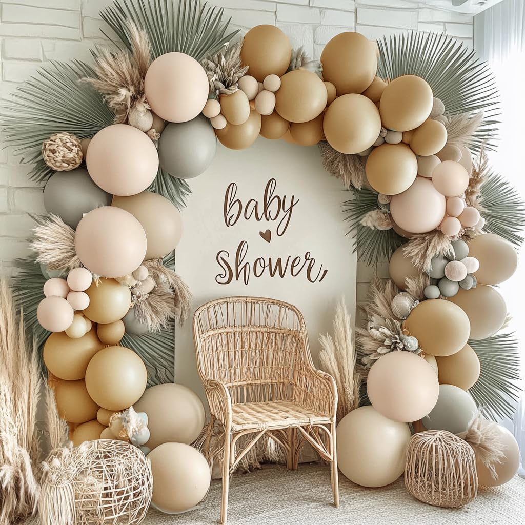 Dusty Blue Balloon Garland Double Stuffed Slate Pastel Blue White Sand Pearl Balloon Arch Kit for Baby Shower Birthday Bridal Shower Wedding Graduation Party Decorations