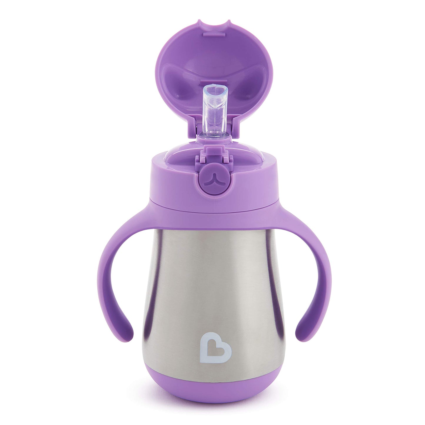 Munchkin Cool Cat Sippy Cup for Toddlers, Stainless Steel Straw Cup, 8 Ounce, Pink
