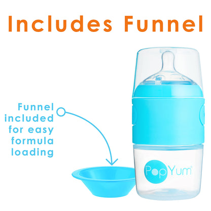 PopYum 9 oz Orange Anti-Colic Formula Making/Mixing/Dispenser Baby Bottle with #2 Medium Flow Nipple, 260 ml, BPA-Free, Natural Latch