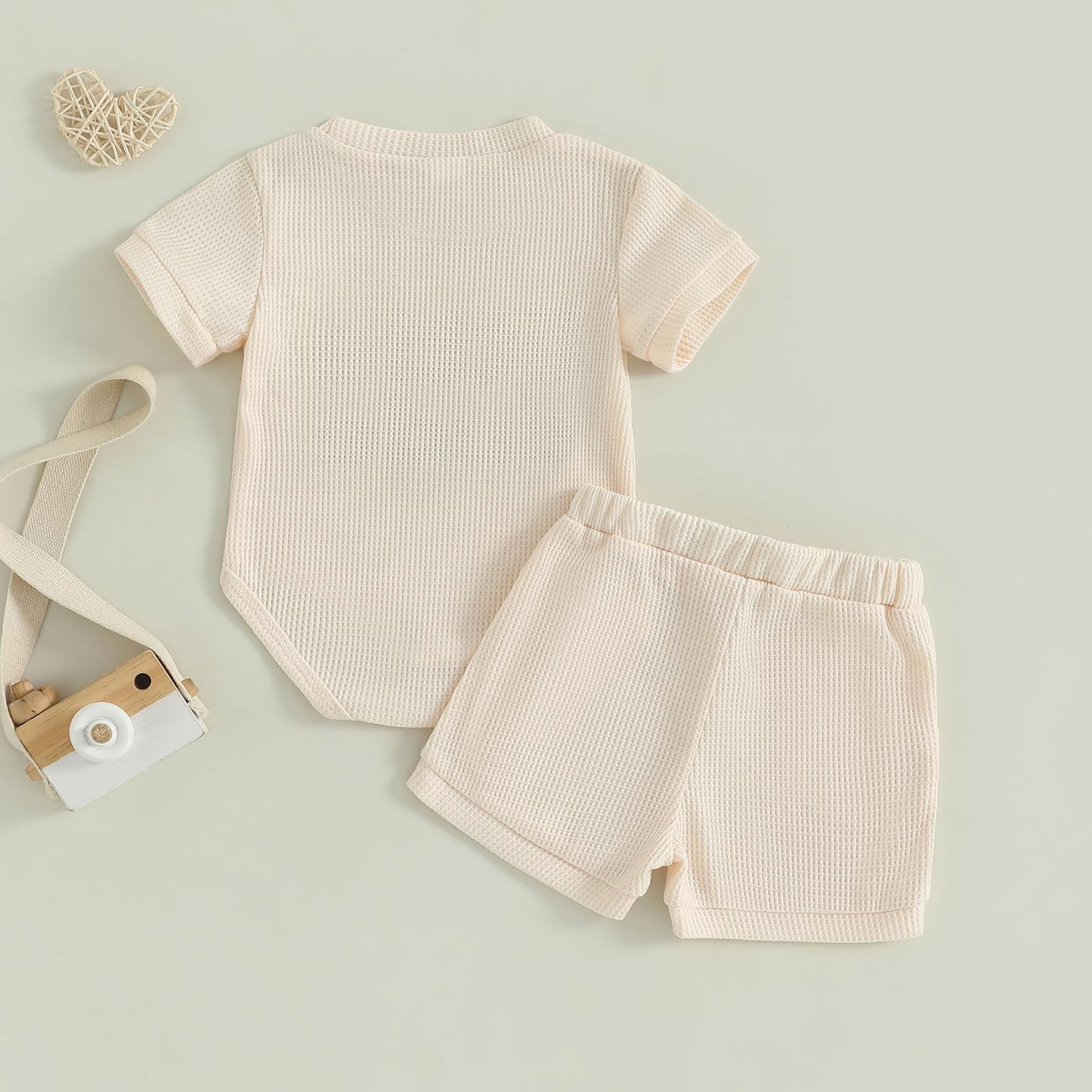 MERSARIPHY Newborn Baby Boy Summer Clothes Mama's Boy Little Dude Short Sleeve Romper Shorts Set Infant Waffle Knit Outfit