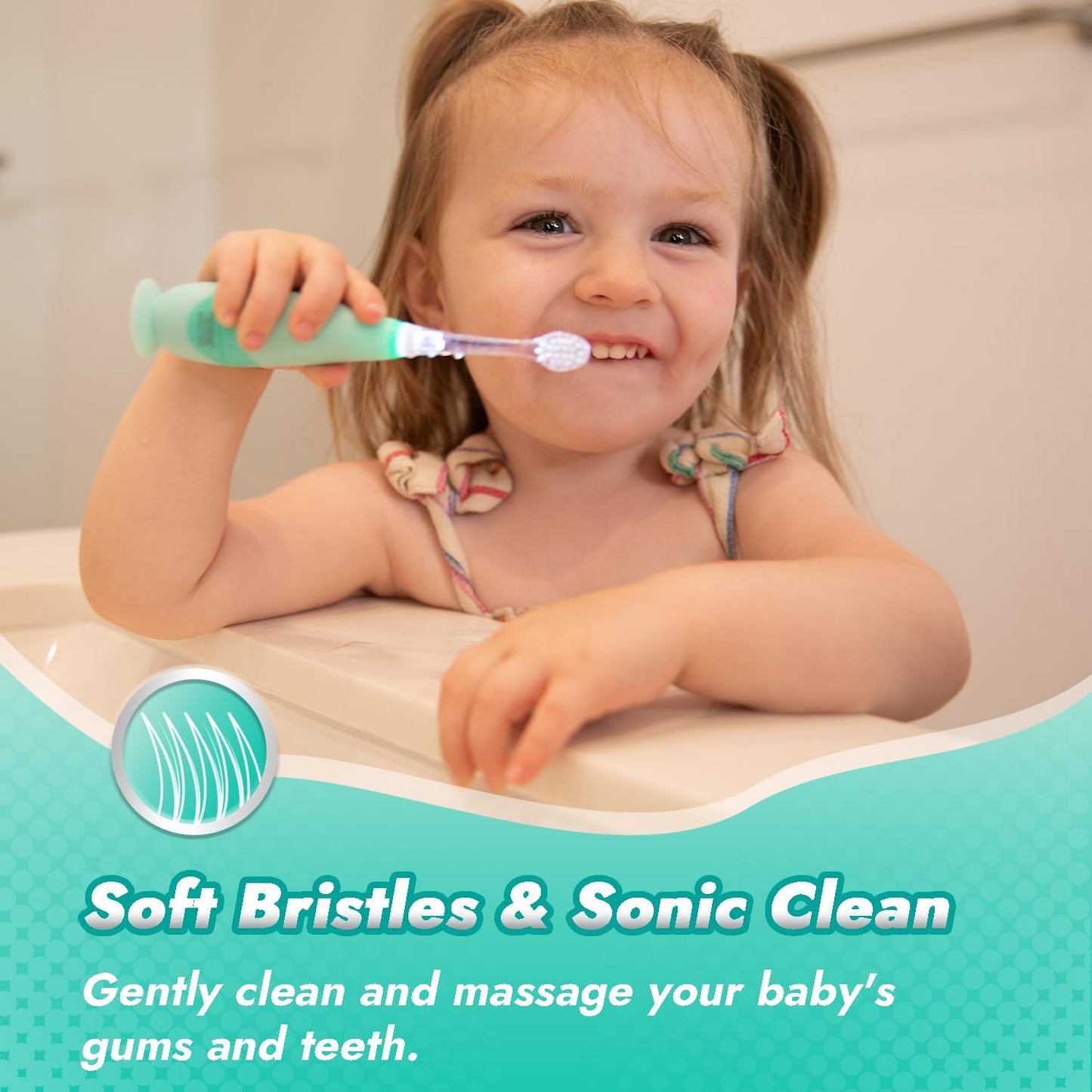 Papablic Toddler Sonic Electric Kids Toothbrush for Ages 1-3 Years, Baby Electric Toothbrush with Cute Penguin Cover and Smart LED Timer, 2 Brush Heads (Pippin)