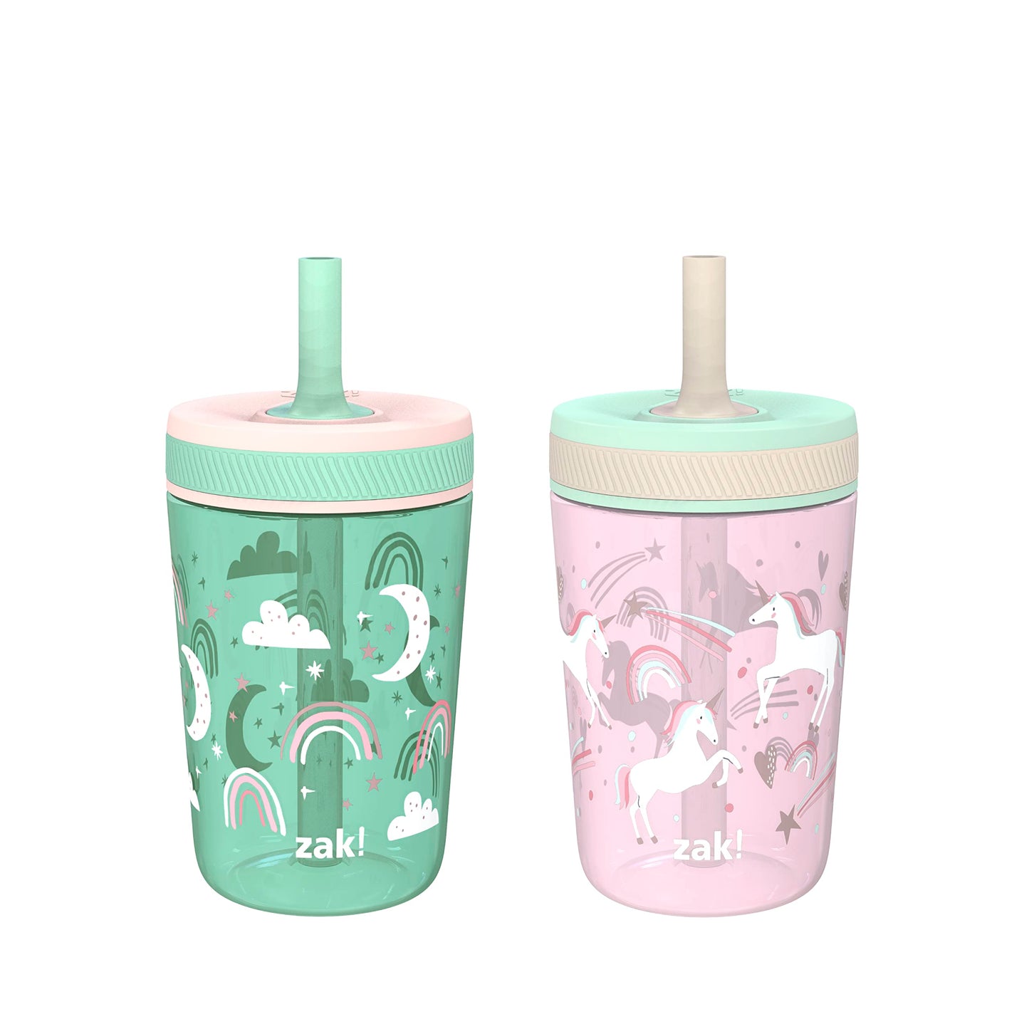 Zak Designs Disney Princess Kelso Toddler Cups For Travel or Home, 15oz 2-Pack Plastic Sippy Cups, Leak-Proof For Kids (Ariel, Aurora, Belle, Cinderella, Jasmine, Mulan, Rapunzel, Tiana)