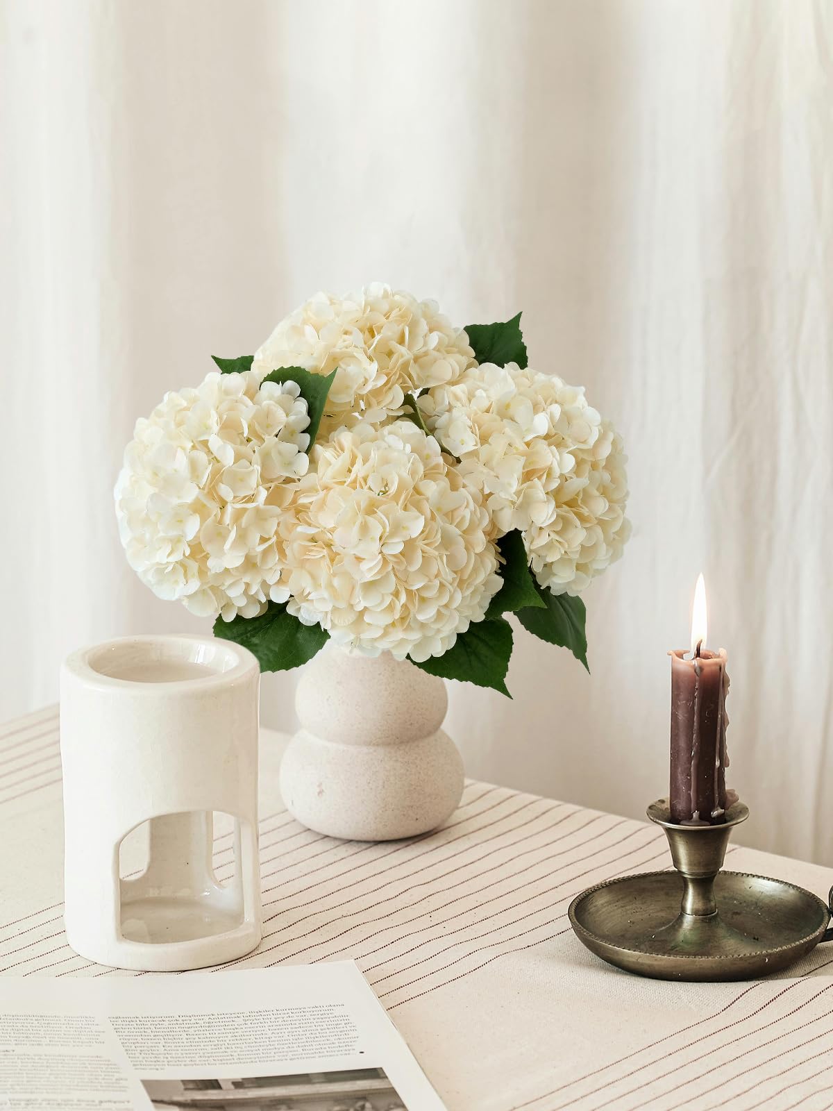 4 Pcs Pink Hydrangeas Artificial Flowers, 20 inches Large Lifelike Fake Silk Flowers, Faux Hydrangeas Flowers for Wedding Home Party Decor Baby Shower Table Centerpiece
