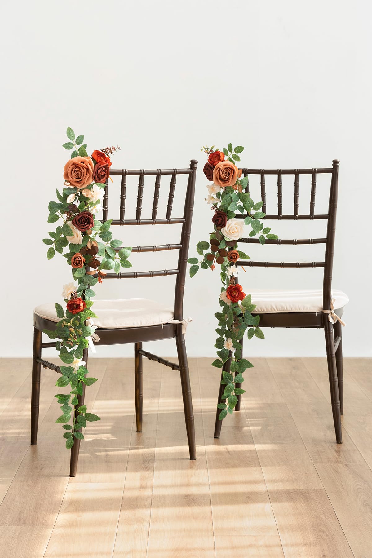 Ling's Moment 10pcs Wedding Chair Decorations Aisle Floral Swag Artificial Pew Flowers Hanging Garland Pink Blush & Cream For Ceremony Reception Church Rose Floral Faux Arrangement Party Outdoor Decor