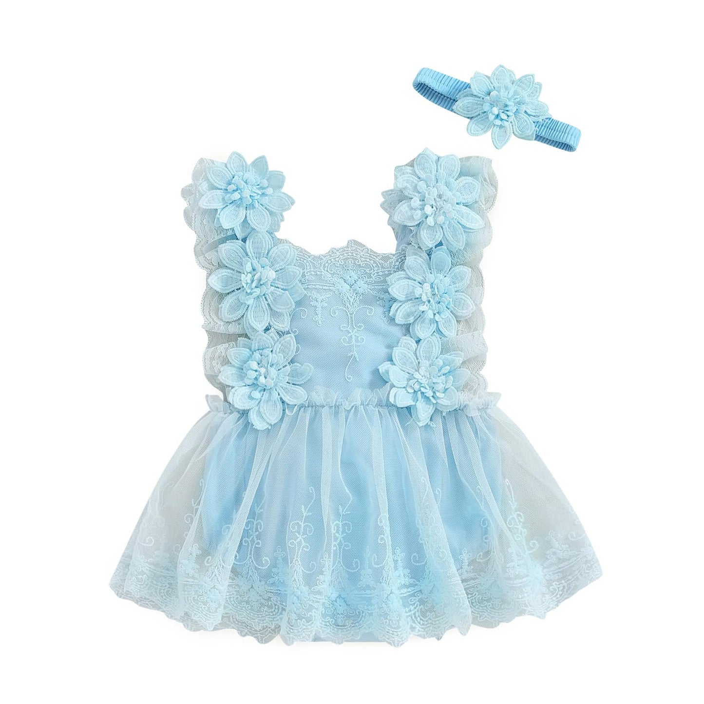 MERSARIPHY Newborn Baby Girl Boho Outfits Infant Lace Tulle Ruffle Bubble Romper Dress Jumpsuit Bodysuit Photoshoot Clothes