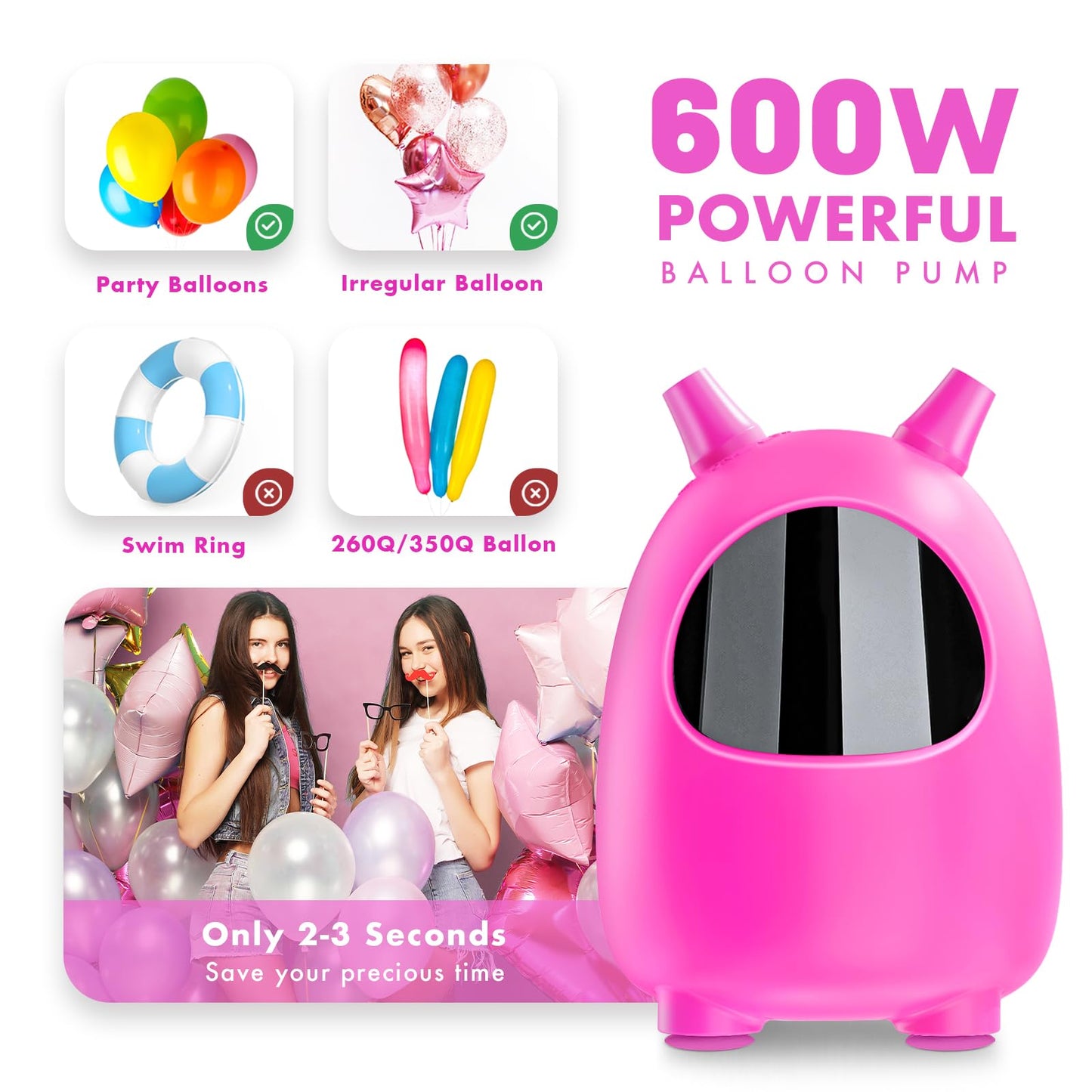Balloon Pump Electric, SPLAKS Balloons Inflator Air Pump Portable Balloon Blower for Garland Arch, Party Decoration