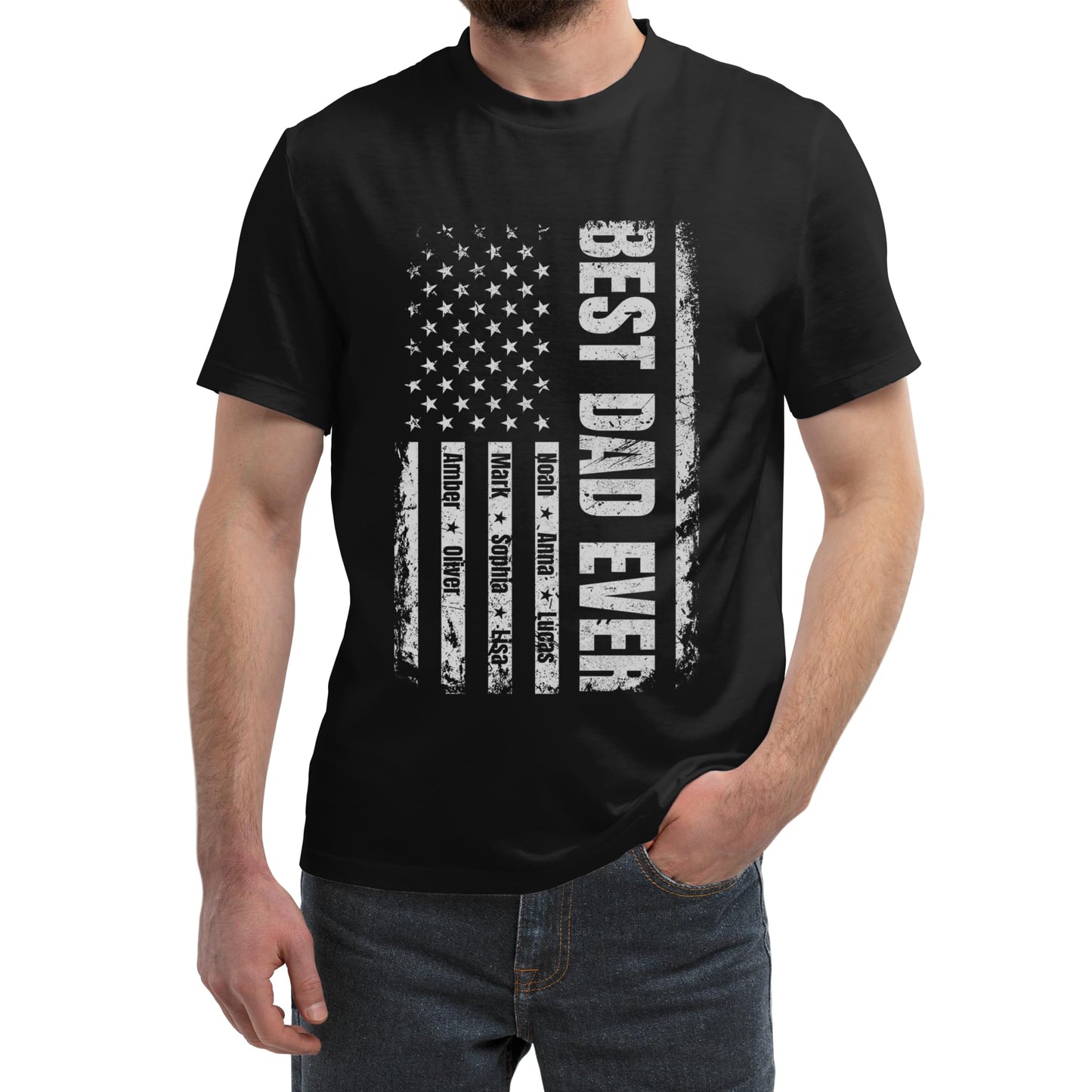 FLOCHIL Personalized Dad Shirt for Men, Custom With Kids Names, Fathers Day T Shirt, Gifts