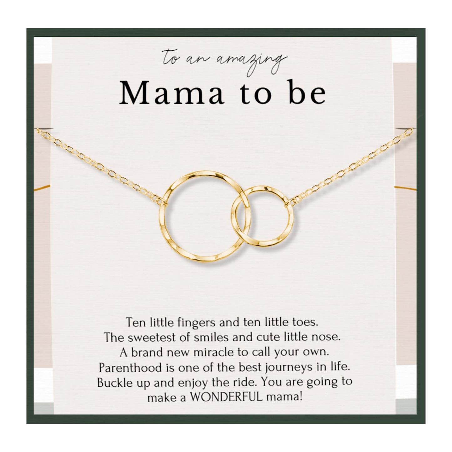 HOPE LOVE SHINE New Mom Necklace – Pregnancy Gift for Expecting Mom, First Time Mom Jewelry – Sterling Silver/Gold Double Circle Pendant with Gift Box