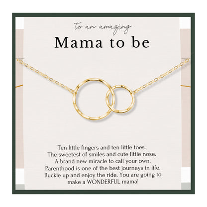 HOPE LOVE SHINE New Mom Necklace – Pregnancy Gift for Expecting Mom, First Time Mom Jewelry – Sterling Silver/Gold Double Circle Pendant with Gift Box
